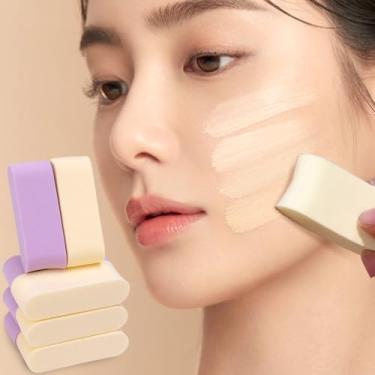 Imagem de 4 peças de esponja de mistura de maquiagem, queijo molhado e seco, tira de bolo de arroz em pó, sopro, base facial, corretivo, creme, pó, puffs cosméticos