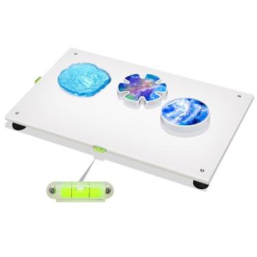 Imagem de Mesa de nivelamento de resina de 22,8 x 38 cm, mesa de nivelamento de HDPE ajustável para resina epóxi, artesanato autonivelante para acessórios de resina, ferramentas de derramamento e arte acrílica