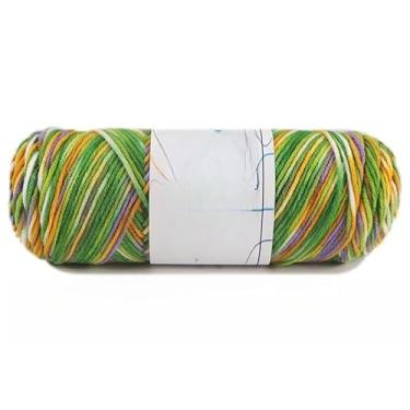 Imagem de Fio variegado para tricô, fácil de criar lindos padrões para chapéus, cachecóis e suéteres, fio grosso para artesanato (verde + amarelo + roxo)