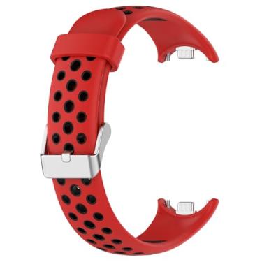 Imagem de TIOYW Pulseira de silicone para Xiaomi Band 9 8, pulseira de substituição para relógio inteligente respirável de duas cores para Xiaomi MiBand 8/9, One Size, Ágata