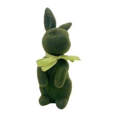 Imagem de predolo Estatueta de aveludado com laço, 21,5 cm (8,46 polegadas), decoração fofa de Páscoa, ideal para escritório, mesa, casa e festas, Verde