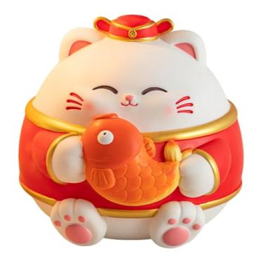 Imagem de WeiLaiKeQi Cofrinho em forma de gato da sorte, estatueta decorativa para mesa, lareira, quarto, prateleira, escrivaninha, decoração de casa, Koi Grande