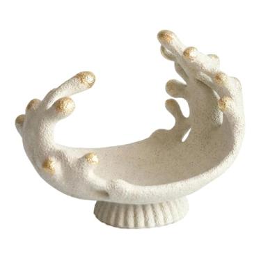 Imagem de Dynwave Bandeja para perfumes, decoração para casa, formato de coral, estética moderna, prato para bijuterias, ideal para brincos, anéis, chaves e relógios, 26cmx22.5cm