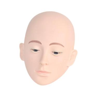 Imagem de Kokiya Cabeça de manequim para cílios postiços, ideal para prática de maquiagem. Feita em silicone, perfeita para iniciantes e artistas de
