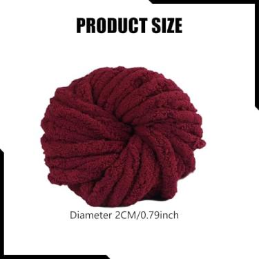 Imagem de UGPLM Fio de chenille grosso para tricô, crochê, tecido, fio macio e volumoso para suéteres, artesanato, chapéus e cachecóis, Vermelho Escuro