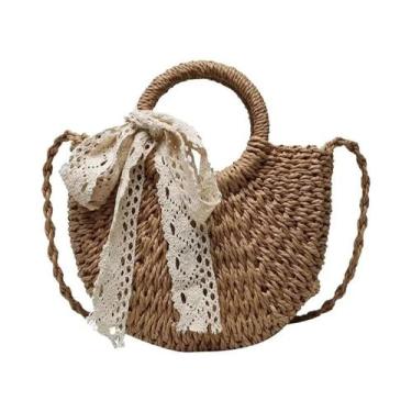 Imagem de Bolsa Feminina de Verão em Rattan e Palha - Bolsa Crossbody Pequena pa