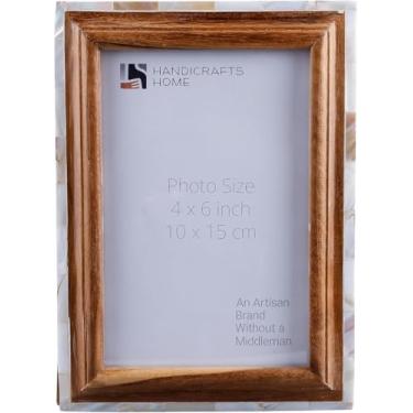 Imagem de Handicrafts Home Porta-retrato de 10 x 10 cm – Embutimento de resina de névoa verdejante recortada – Moldura redonda decorativa feita à mão para decoração de berçário para mesa ou prateleira