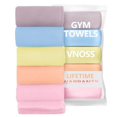 Imagem de Vnoss Toalhas de ginástica de microfibra – secagem rápida, altamente absorventes, sem odor, para mulheres e homens – toalha de ginástica para ioga quente, tênis, malhar, acampar, conjunto de 5 tons