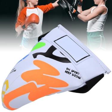 Imagem de Cosiki Protetor de Virilha Infantil Graffiti Jockstrap para Treinamento de Boxe Sanda Taekwondo, Feito de Esponja PU, para Crianças de 5 a 9 Anos, Branco (Branco)