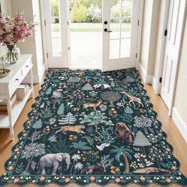 Imagem de U'Artlines Tapetes de área de animais para quarto, tapetes laváveis de 1,8 x 2,7 m para crianças, antiderrapante, tapete macio com estampa de animais da selva para crianças, berçário, sala de aula