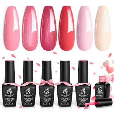 Imagem de Beetles Conjunto de esmalte de gel rosa rosa rosa vermelho leitoso conjunto de esmaltes de gel coleção de doces de absorção UV LED presentes para mamãe
