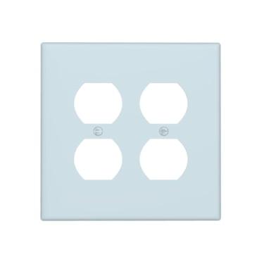 Imagem de Spshian Capas decorativas azuis pálidas para interruptores de luz duplex de 2 gangs, capas decorativas Gfci para placa de parede, receptáculo elétrico, placa frontal para decoração de cozinha