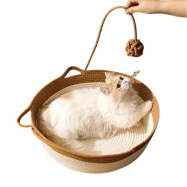 Imagem de Cesta de Corda Trançada para Gatos - Cama de Algodão Trançada Para Gatos com Corda,Almofada Para Móveis, Ninho Respirável e Tapete Para Filhotes, Coelhos, Brinquedos e Pets Pequenos