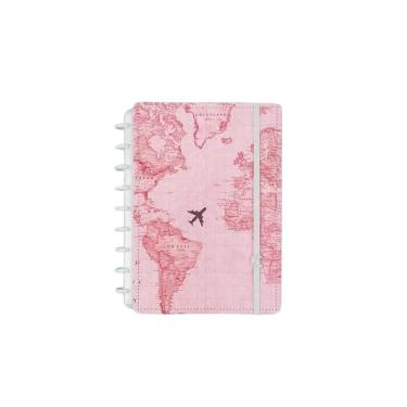 Imagem de Caderno Inteligente Médio Gocase - Mapa Mundi Rosa