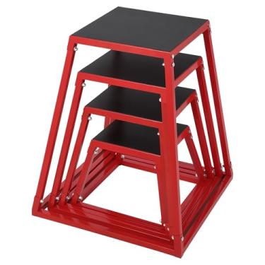 Imagem de GAOMON Conjunto de caixas de salto pliométrico, caixa de plástico de aço resistente com parte superior de borracha antiderrapante, treinamento de força de condicionamento de plataforma de salto