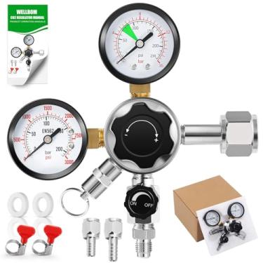 Imagem de 0-120 PSI Regulador de CO2 de alta pressão CGA-320 regulador de barril de cerveja, regulador de pressão de saída, regulador de gás regulador de pressão de tanque de CO2 com válvula de liberação de