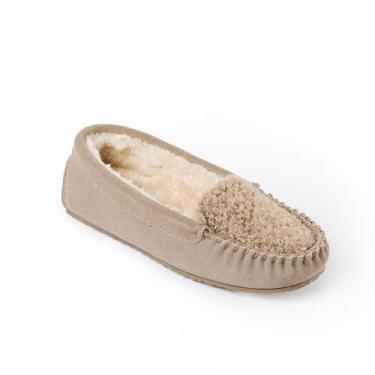Imagem de Minnetonka Pantufas femininas forradas com pele sintética Cosi, Sapatilha Taupe, 34