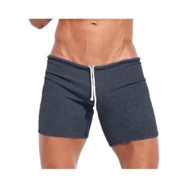 Imagem de Bermuda Masculina Casual De Verão Respirável Com Cordão, Cor Sólida, P