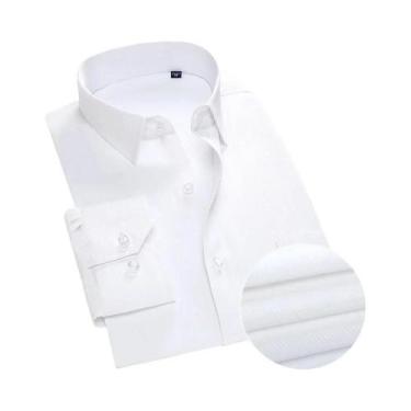 Imagem de Camisa Social Masculina Branca De Manga Longa Slim Fit Com Bolso, Alta