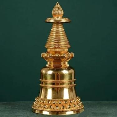 Imagem de FENNYYAR Enfeite de mesa doméstico estilo tibetano, cobre Stupa, 22 cm, 22 cm, Torre Bodhi faz oferendas para decoração de Buda
