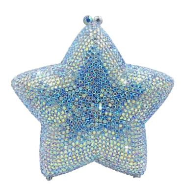 Imagem de Usuisy Novidade 3D Star Shape Bolsa feminina de cristal clutch noite festa baile jantar strass clutch bolsas e bolsas, mini, Ab prateado, Mini