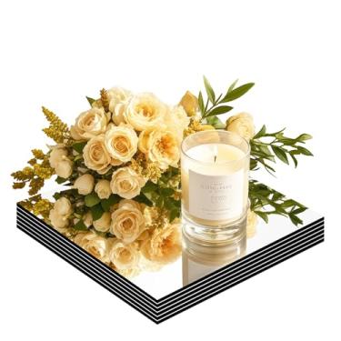 Imagem de Pacote com 6 placas quadradas espelhadas para centros de mesa, bandeja espelhada acrílica de 30,5 cm, placas de vela para centros de mesa, 2 mm, vidro montado na parede para centros de mesa, casamento