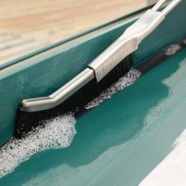 Imagem de 1 escova multiuso de limpeza de lacunas com cerdas planas estreitas anguladas de nylon escovas de limpeza de canto de vaso sanitário, 25 cm