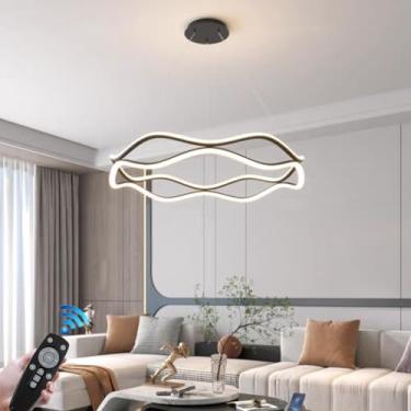 Imagem de Lustre moderno para sala de estar, luminária pendente LED criativa com intensidade regulável e altura ajustável, ideal para decoração de quartos, hotéis, escritórios, cafés, bares e restaura