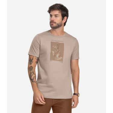 Imagem de Camiseta Masculina Meia Malha Diametro Marrom, M, Marrom