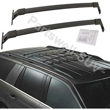 Imagem de YiXi-Partswell 2 peças de rack de teto barras transversais bagageiro de alumínio adequado para Lincoln Navigator 2018-2020 - preto