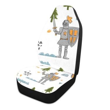 Imagem de xigua Knights with Shields Capas de assento de carro dianteiras universais, 1 pacote, capas protetoras de assento de carro respiráveis para decoração de interiores automotivos, SUV, carros e caminhões