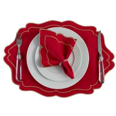 Imagem de Kit 12 Pçs 6 Lugares Mesa Posta Sousplat Jogo Americano Realeza Bordad