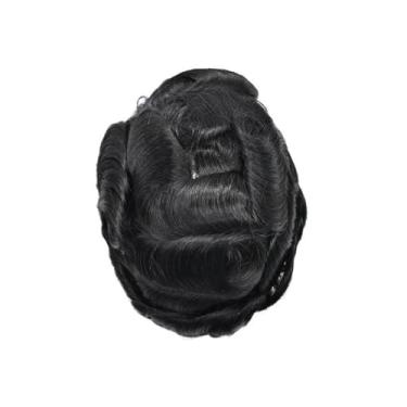 Imagem de Aplique de testa Unidade de sistema substituição cabelo reto, base renda completa, humano, peruca, linha fina natural(6x9)