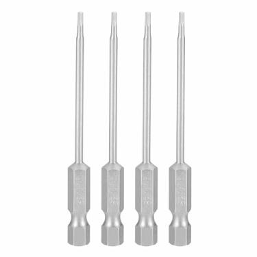 Imagem de HARFINGTON 4 peças chave sextavada broca 1/40.6 cm SAE 1/10.2 cm haste sextavada 3" (75 mm) comprimento S2 aço chaves de impacto magnéticas grau industrial, chave de fenda elétrica hexagonal, cinza