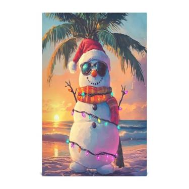 Imagem de xigua Conjunto de 1 pano de prato de cozinha boneco de neve com luzes de Natal, toalhas de cozinha macias e altamente absorventes de secagem rápida para limpeza de pratos e limpeza à mão, 71 x 45 cm