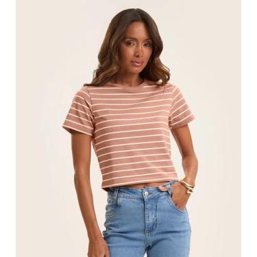 Imagem de Blusa Feminina em Cotton Leve Rovitex Marrom, G, Marrom