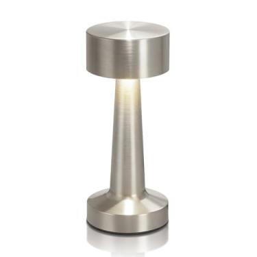 Imagem de HPUFKOT Luminária De Mesa Led Portátil, Luminária De Mesa Metálica Com 3 Níveis De Brilho, Lâmpada Recarregável Com Controle De Toque De 3 Cores, Luminária De Cabeceira Ideal Para Mesa De Cabeceira