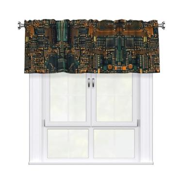 Imagem de MROWYC Circuitos em placas eletrônicas cortinas curtas decorativas impressas, sanefas curtas adequadas para sala de estar, quarto, lavanderia