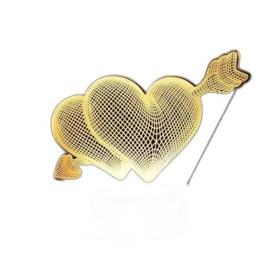 Imagem de Luminária Abajur Coração Flecha Display Acrílico Led 3D Mesa