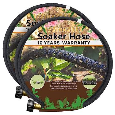 Imagem de Mangueira de imersão de 1,27 cm para jardim, 2 unidades, mangueira de imersão redonda de 1,5 m para camas de jardim, mangueiras de imersão de jardim resistentes, mangueiras de gotejamento de 7,62 m para jardim – Sistema de irrigação de mangueira de jardim de gotejamento (pacote com 2)