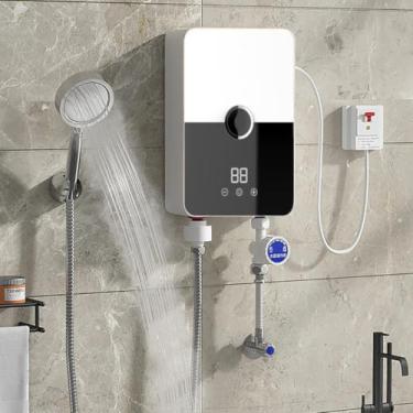 Imagem de Aquecedor de água elétrico instantâneo sem tanque display LCD dispositivo de aquecimento de água IPX4 aquecimento rápido conjunto de chuveiro de água