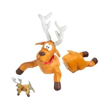 Imagem de Decoração De Natal Animada 3D Com Papai Noel E Rena Enrolados, Engraça