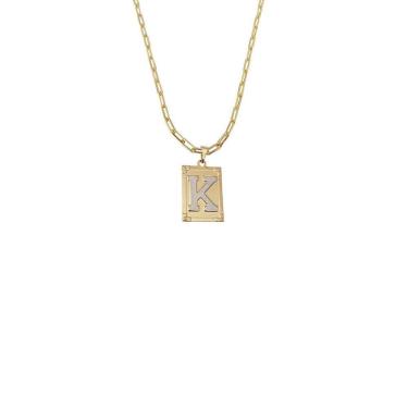 Imagem de Cordão 50Cm Masculino Feminino Pingente Letra K Banhado Ouro