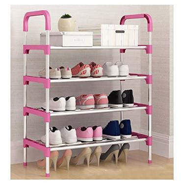 Imagem de Prateleira de sapato, organizador de sapato, sapateira de 4 níveis, organizador de sapatos para armário, entrada, prateleira de sapatos que economiza espaço, suporte empilhável para sapatos de