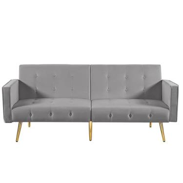 Imagem de YZHMY Sofá de veludo para sala de estar, quarto, sofá-cama com botões e apoios de braço