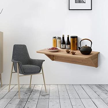 Imagem de Mesa dobrável montada na parede, mesa dobrável montada na parede, mesa dobrável para lavanderia, mesa de jantar pequena de madeira para escritório, casa, kithchen, para garagem e galpão, escritório em