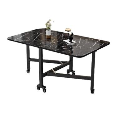 Imagem de Mesa de jantar dobrável, mesa de cozinha, extensível, versátil, com economia de espaço, extensão de folhas para espaços pequenos (cor: moldura preta + preta, tamanho: 120 cm)