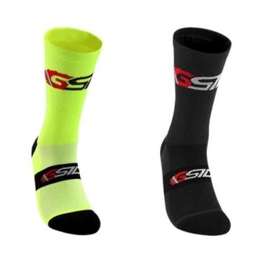 Imagem de Meias De Ciclismo Brancas E Pretas Até O Joelho, Compressão Para Bicic