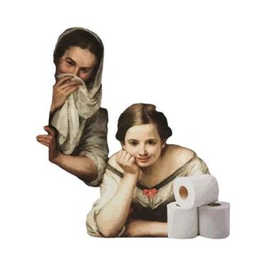 Imagem de Pôster De Arte Engraçada Para Banheiro Mona Lisa: Pintura Em Tela De P