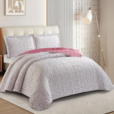 Imagem de Kit Cobre Leito Colcha Anarruga 3 Peças Casal 220x240cm Jardim Sonhare